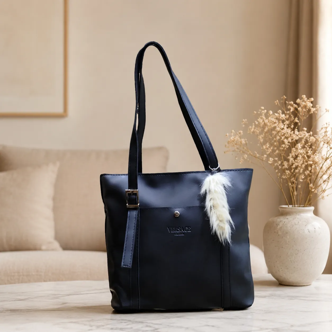 parnia-womens-front-pocket-shoulder-bag-black کیف دوشی زنانه پرنیا مدل جیبدار آویز پَرمانند - Image 1